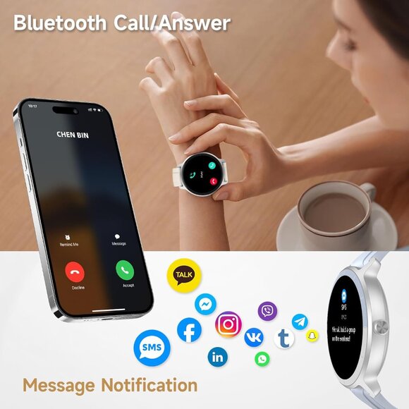 ⚡White Black Smart Watch for Men Women Sleep Monitor Compatible with Android - Picture 3 of 9